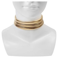 Vintage Agatha Paris Three Strand Gold Tone Choker, Circa 1990s