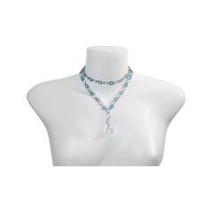 Vintage Open-Back Crystal Long Necklace, With Dangling Piece, Circa 1920s