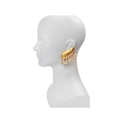 Vintage Van Wyk Gold Tone With Faux Pearls Dangling Earrings Circa 1990's