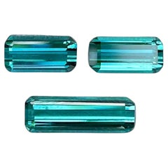 3 Piece Indicolite Tourmaline Set Emerald Cut Natural Afghan Gemstones