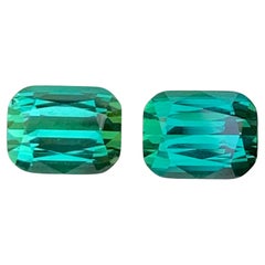 3.20 Carat Loose Bluish Green Tourmaline Pair Cushion Cut Natural Afghan Gems