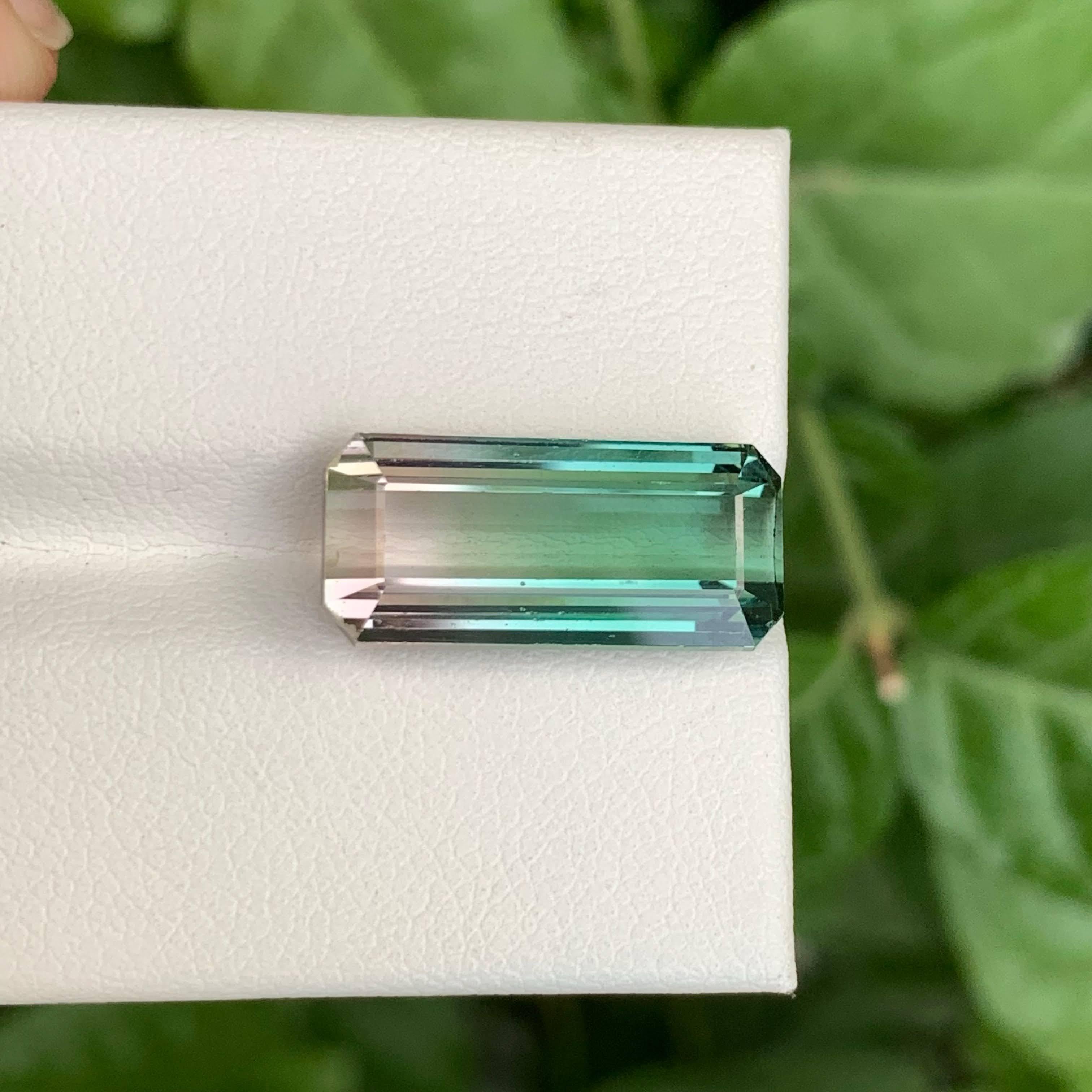 Taille émeraude 9.10 Carat Loose Bi Color Tourmaline Stone Emerald Cut Natural Afghan Gemstone (pierre précieuse afghane) en vente