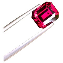 4.60 Carat Loose Pinkish Red Pyrope Garnet Stone Emerald Cut Tanzanian Gemstone