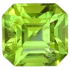 1.85 Carat Apple Green Peridot Stone Asscher Cut Natural Pakistani Gemstone