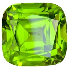 6.35 Carat Loose Apple Green Peridot Cushion Cut Natural Pakistani Gemstone