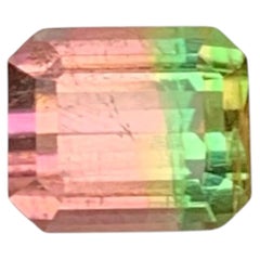 1.45 Carat Natural Bicolor Watermelon Tourmaline Emerald Cut Afghan Gemstone