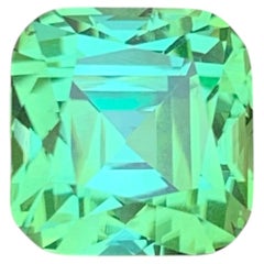 8.65 Carat Natural Loose Mint Green Tourmaline Cushion Cut Afghan Gemstone