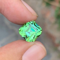 8.65 Carat Natural Loose Mint Green Tourmaline Cushion Cut Afghan Gemstone