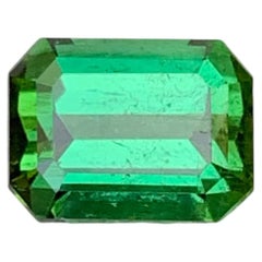 2.60 Carat Natural Loose Green Color Tourmaline Emerald Cut Afghan Gemstone