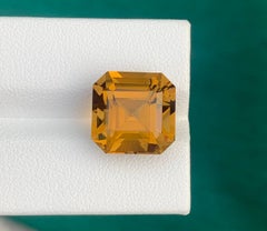 10.25 Carat Natural Loose Honey Color Citrine Asscher Cut Bazillion Gemstone