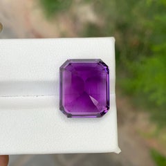 17.40 Carat Natural Loose Intense Purple Amethyst Emerald Cut Brazilian Gem