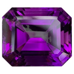 17.40 Carat Natural Loose Intense Purple Amethyst Emerald Cut Brazilian Gem