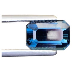 3.05 Carat Natural Loose Deep Blue Color Tourmaline Emerald Cut Afghan Gemstone