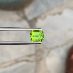 2.95 Carat Natural Loose Apple Green Color Peridot Cushion Cut Pakistani Gem