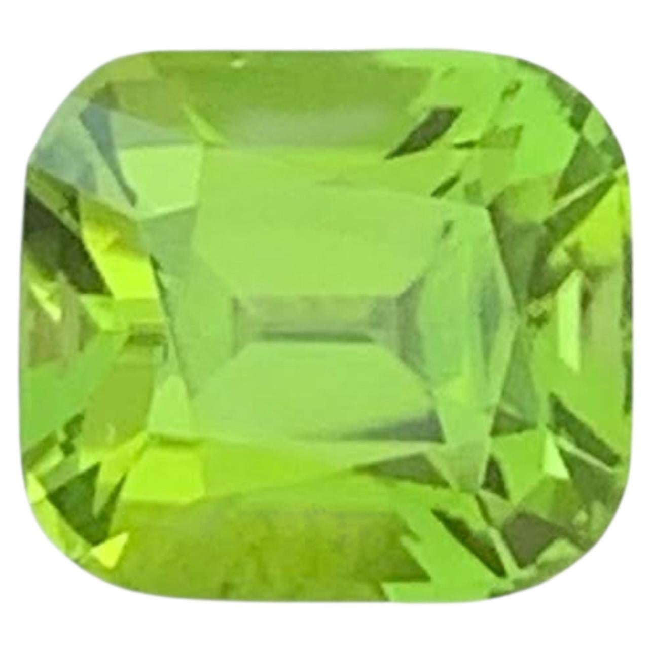 2.95 Carat Natural Loose Apple Green Color Peridot Cushion Cut Pakistani Gem