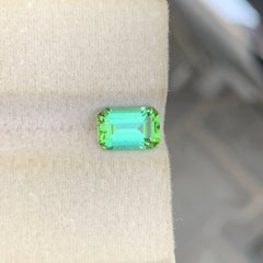 1.35 Carat Natural Loose Mint Green Tourmaline Emerald Cut Afghan Gemstone