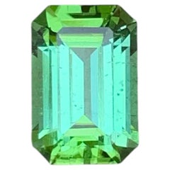 1.35 Carat Natural Loose Mint Green Tourmaline Emerald Cut Afghan Gemstone