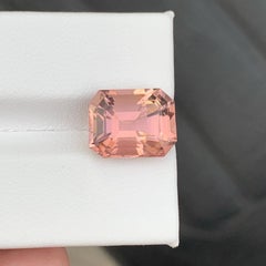 6.65 Carat Natural Loose Peach Pink Tourmaline Stone Emerald Cut Afghan Gemstone