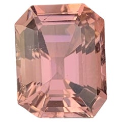 6.65 Carat Natural Loose Peach Pink Tourmaline Stone Emerald Cut Afghan Gemstone