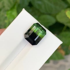 10.00 Carat Natural Loose Bicolor Tourmaline Stone Emerald Cut Afghan Gemstone