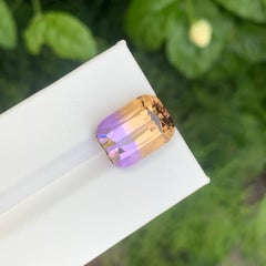 9.60 Carat Natural Loose Bicolor Ametrine Stone Cushion Cut Brazilian Gemstone
