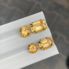 9.20 Carat Natural Loose 4 Piece Golden Color Citrine Parcel Bazillion Gemstones