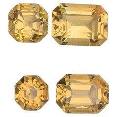 9.20 Carat Natural Loose 4 Piece Golden Color Citrine Parcel Bazillion Gemstones