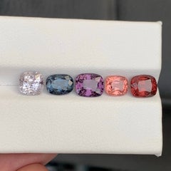 6.30 Carat Natural Loose Mix Color Spinel Parcel 5 Piece Cushion Burmese Gems