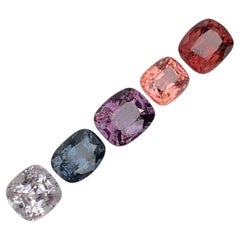 6.30 Carat Natural Loose Mix Color Spinel Parcel 5 Piece Cushion Burmese Gems