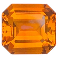 3.90 Carat Natural Loose Madeira Color Citrine Asscher Cut Brazilian Gemstone