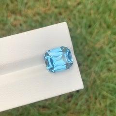 7.75 Carat Natural Loose Sky Blue Color Topaz Cushion Cut African Gemstone