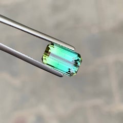 3.75 Carat Natural Loose Bicolor Tourmaline Stone Emerald Cut Afghan Gemstone