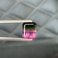 3.30 Carat Natural Loose Bicolor Tourmaline Emerald Cut Afghan Jewelry Gemstone