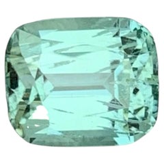 2.35 Carat Natural Loose Seafoam Tourmaline Stone Cushion Cut Afghan Gemstone