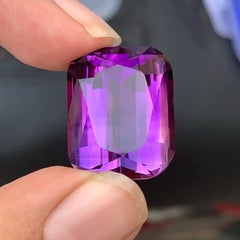 39.60 Carat Natural Loose Deep Purple Amethyst Cushion Cut Brazilian Gemstone