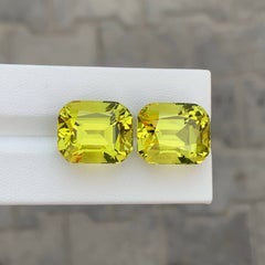 37.60 Carat Natural Loose Fine Lemon Citrine Pair Cushion Cut African Gemstone