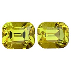 37.60 Carat Natural Loose Fine Lemon Citrine Pair Cushion Cut African Gemstone