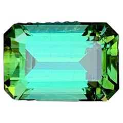 3.85 Carat Natural Loose Green Color Tourmaline Emerald Cut Afghan Gemstone