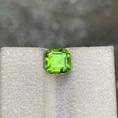 2.60 Carat Natural Loose Green Color Peridot Asscher Cut Pakistan Gemstone