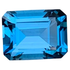 3.90 Carat Natural Loose London Blue Topaz Stone Emerald Cut African Gemstone