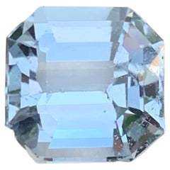 3.30 Carat Natural Aquamarine Goshenite Asscher Cut Gemstone From Pakistan