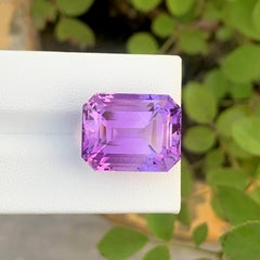 24.35 Carat Natural Loose Purple Amethyst Stone Emerald Cut Brazilian Gemstone