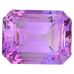 24.35 Carat Natural Loose Purple Amethyst Stone Emerald Cut Brazilian Gemstone