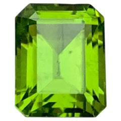 3.90 Carat Natural Loose Apple Green Peridot Emerald Cut Pakistani Gemstone