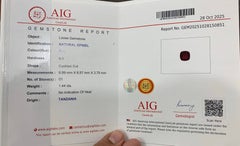 1.44 Carat Certified Natural Loose Red Spinel Stone Cushion Cut Tanzanian Gem