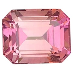 2.45 Carats Natural Loose Peach Pink Tourmaline Emerald Cut Afghan Gemstone