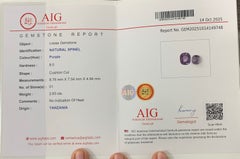 2,63 Karat, AIG-zertifizierter natürlicher violetter Spinell im Kissen-Schliff, Edelstein aus Tansania