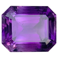 16.40 Carat Natural Loose Deep Purple Amethyst Emerald Cut Brazilian Gemstone