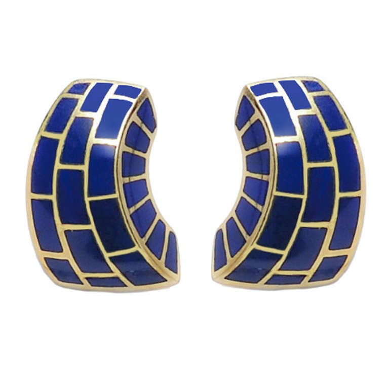 Angela Cummings Lapis Lazuli Gold Earrings For Sale