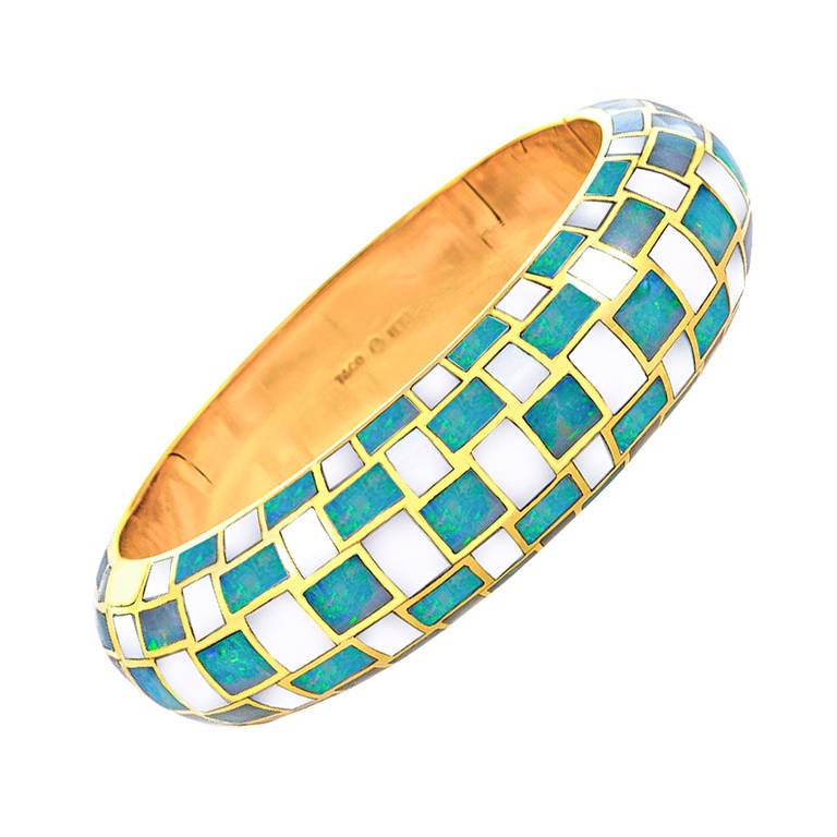 Tiffany & Co. Mother of Pearl Opal Gold Bracelet For Sale